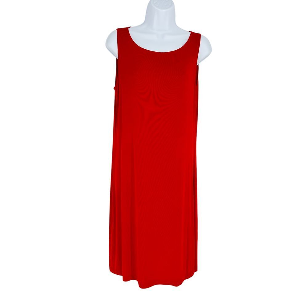 Chico's Design Red Sleeveless Midi Dress Classic Career Cocktail Size Small